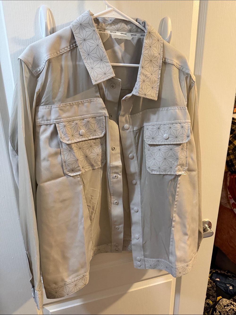 Disney EPCOT Light Gray Utility Jacket with Spaceship Earth Trim